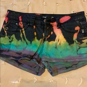 Reverse rainbow tye dye shorts